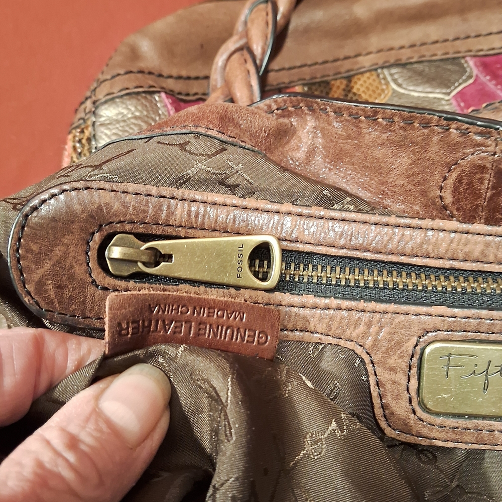 Fossil Multicolor Patchwork Satchel - image 10